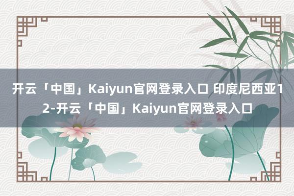 开云「中国」Kaiyun官网登录入口 印度尼西亚　　12-开云「中国」Kaiyun官网登录入口