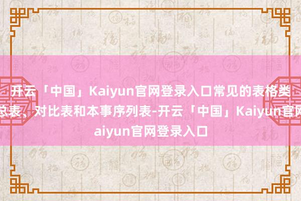 开云「中国」Kaiyun官网登录入口常见的表格类型包括汇总表、对比表和本事序列表-开云「中国」Kaiyun官网登录入口