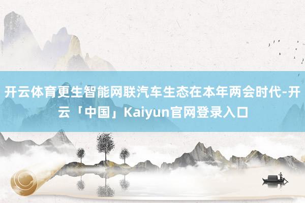 开云体育更生智能网联汽车生态在本年两会时代-开云「中国」Ka