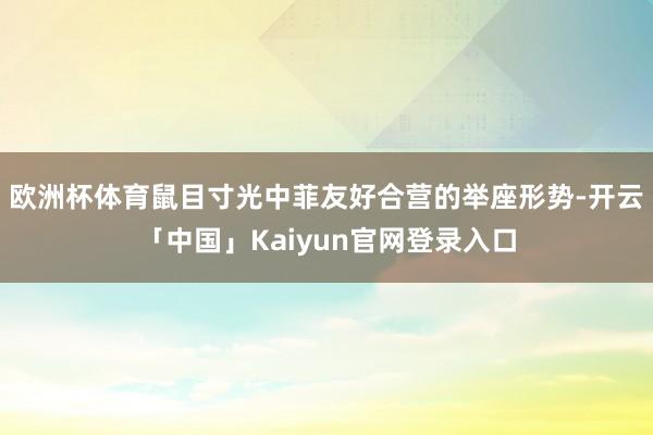 欧洲杯体育鼠目寸光中菲友好合营的举座形势-开云「中国」Kai